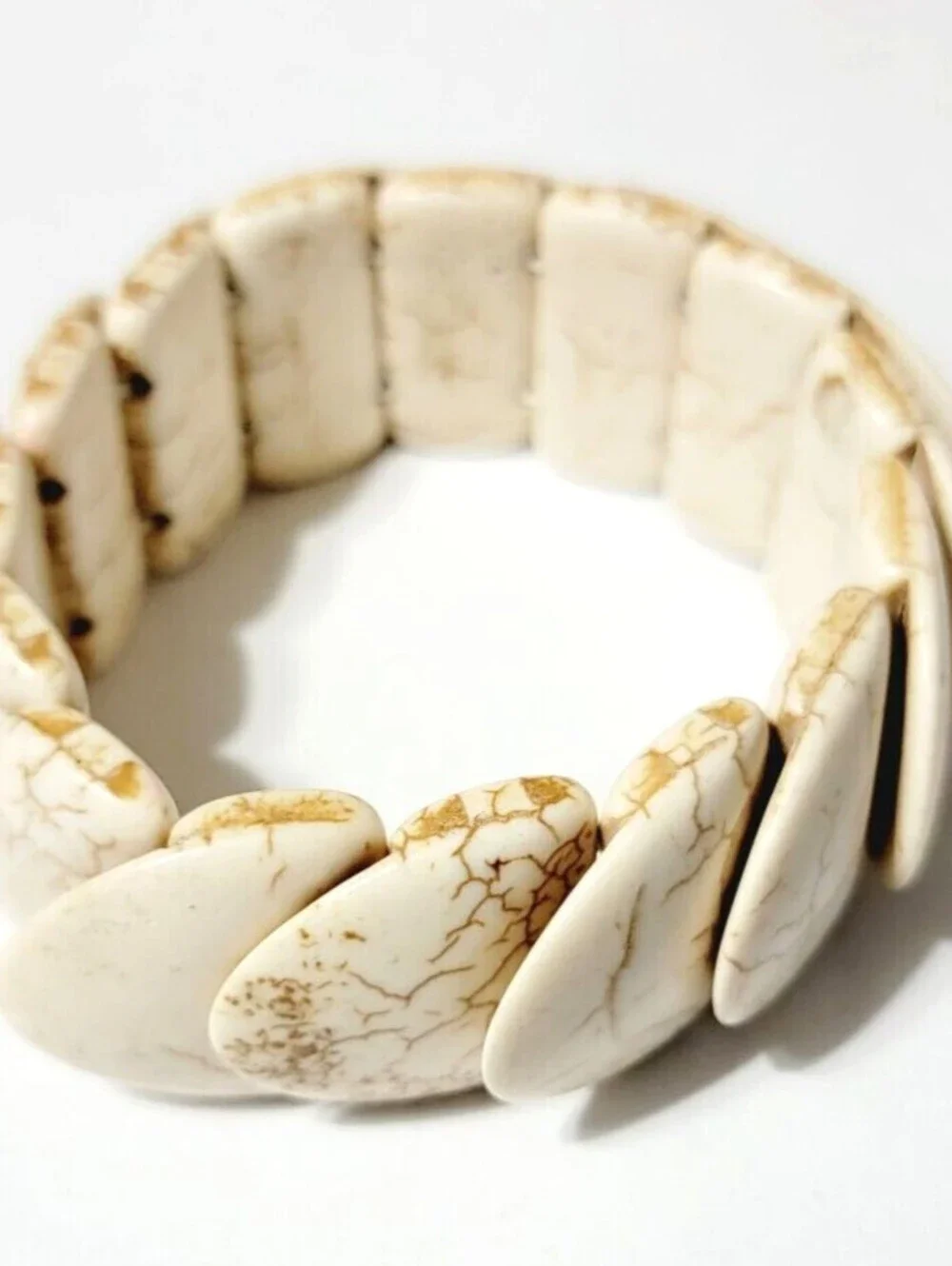 Elegant Layered Stone Stretch Bracelet Creamy White Brown Statement gbr-5